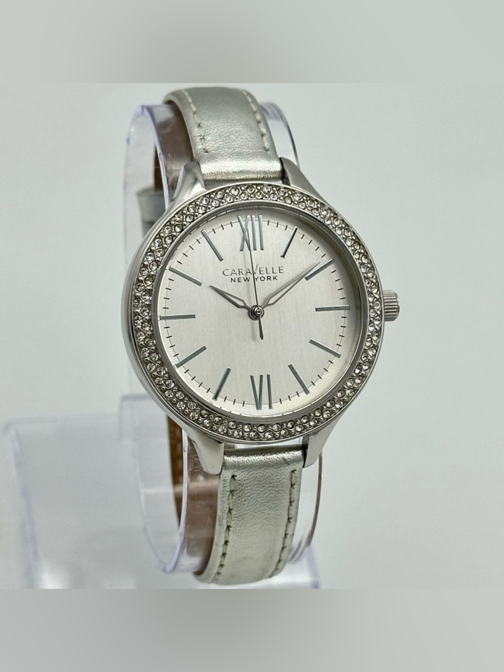 Caravelle New York by Bulova 43L167 Women's Crystal Bezel Wrist Watch 37mm Works